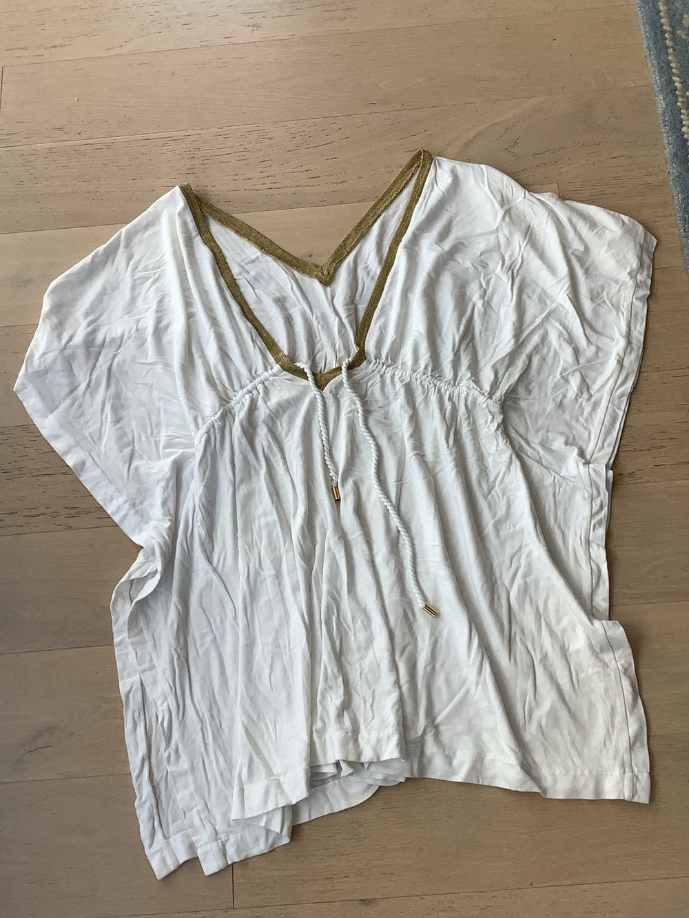 Heidi Klein White V-Neck Tunic with Gold Trim